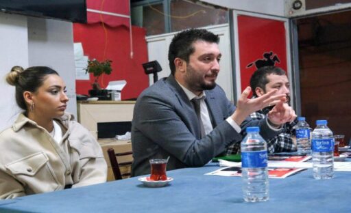 Saha çalışmalarına Çamdibi’nde devam eden Bornova Belediye Başkan A.Adayı Güney