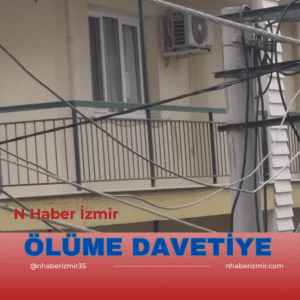 Karşıyaka Dedebaşı mahallesinde bir elektrik direğinin yan yatarak tehlike arz