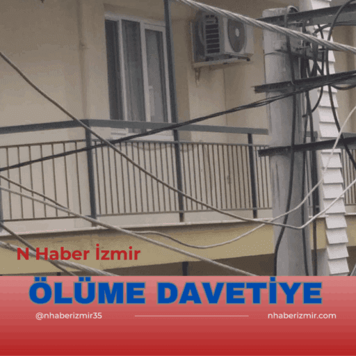 Karşıyaka Dedebaşı mahallesinde bir elektrik direğinin yan yatarak tehlike arz