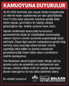 Urla belediyesi son zamanlar da çıkan bir söylenti üzerine bir