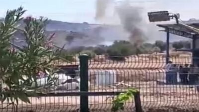 İzmir'in Foça ilçe merkezi yakınında saat 14.15 sularında orman yangını