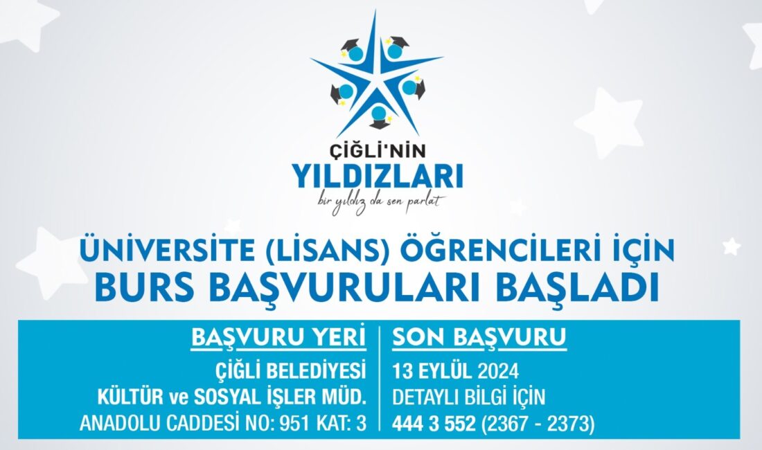 Çiğli’de Üniversite Burs Başvuruları başladı Çiğli Belediyesi tarafından, “Bir Yıldız da Sen Parlat” sloganı ile