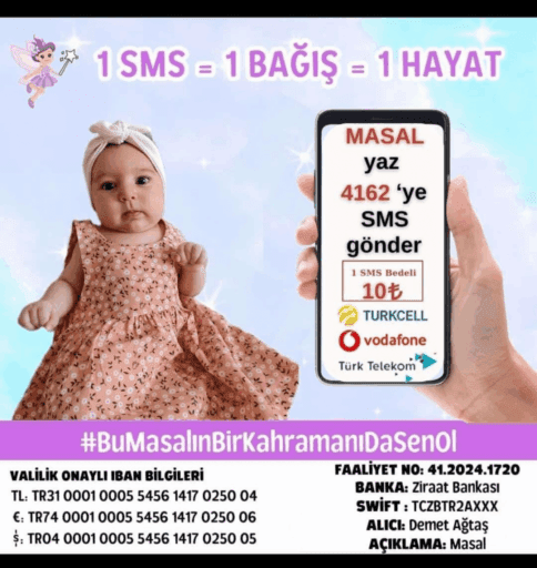 Kocaeli Derince’de dünyaya gelen Masal Ağtaş 3.5 aylık bir bebek