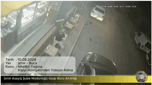 09.08.2024 günü Gaziemir ilçesinde gerçekleşen yağma olayında; şüpheliler E.U, F.K,