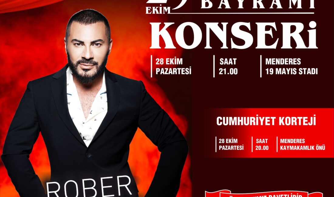Menderes’te 29 Ekim Coşkusu Yaşanacak Menderes Belediyesi, 29 Ekim Cumhuriyet Bayramı etkinliklerinde Rober Hatemo konseri
