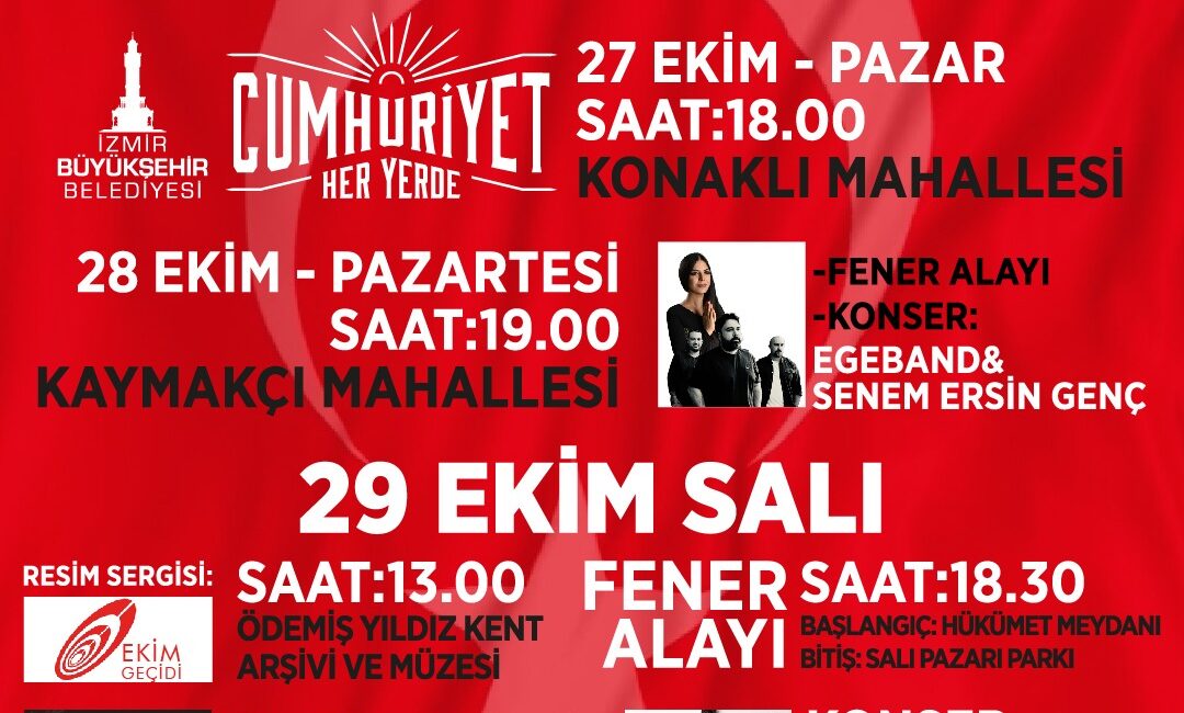 Ödemiş’te Cumhuriyet coşkusu Cumhuriyetin 101. yılı Ödemiş’te üç gün sürecek etkinliklerle coşkuyla kutlanacak.