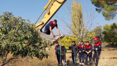 Kemalpaşa Ulucak Mahallesi’nde su kuyusuna düşen yılkı atı, ekiplerin yoğun
