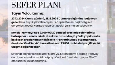 İzmir Büyükşehir Belediyesi’nin Karataş’ta gerçekleştirdiği yaya üstgeçidi çalışmaları nedeniyle Konak