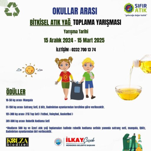Menderes Belediyesi’nin düzenlediği yarışmada okullar, Çevreyi korumak ve daha güzel