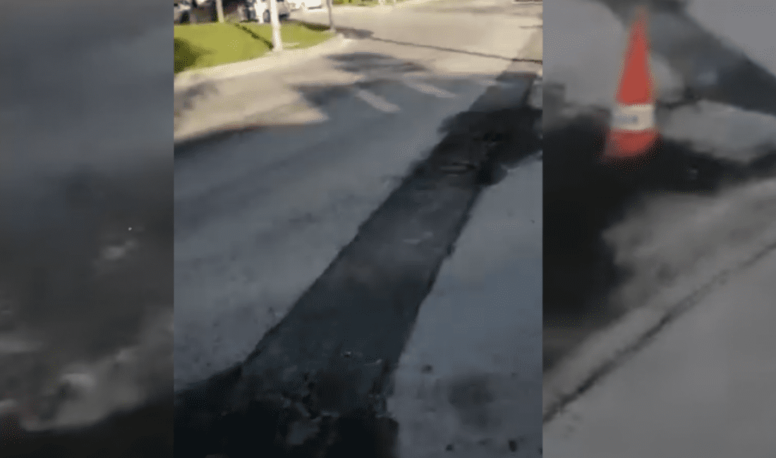 Stadyum Metro Durağı'na giden yol üzerinde dün gerçekleştirilen asfalt çalışmasının