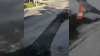 Stadyum Metro Durağı'na giden yol üzerinde dün gerçekleştirilen asfalt çalışmasının