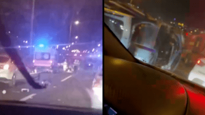 İzmir’in çevre yolu üzerinde, Çiğli istikametinde gerçekleşen zincirleme trafik kazası,