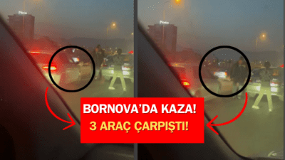 İzmir’in Bornova ilçesi Kazımdirik Mahallesi’nde 3 aracın karıştığı zincirleme trafik