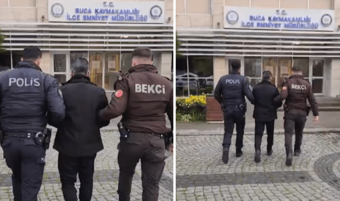 İzmir Buca’da “eşe karşı eziyet” suçundan aranan şahıs yakalandı T.A.'nın "eşe karşı eziyet" suçundan arandığı tespit edildi ve yakalandı.