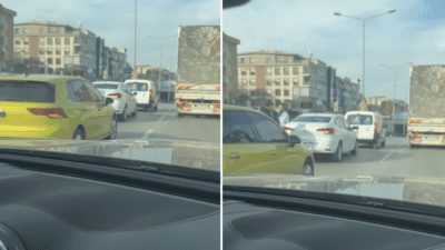 Gaziemir ilçesi, alt geçide gelmeden hemen önce zincirleme trafik kazası