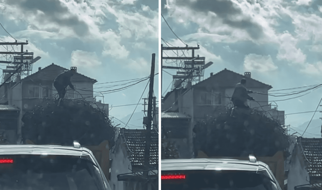 İzmir’in Buca ilçesinde ilginç bir olay yaşandı. Demir yüklü bir