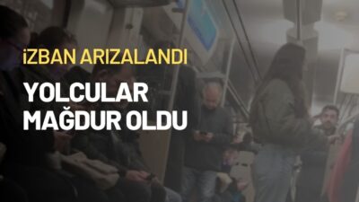 İZBAN hattında bir arıza nedeniyle Bayraklı İstasyonu’nda trenin içinde yolcular