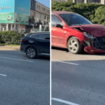 İzmir’in Karabağlar ilçesi Yeşillik Caddesi üzerinde iki aracın çarpıştığı bir