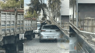 Alkollü olduğu iddia edilen bir kamyon sürücüsü, park halindeki bir