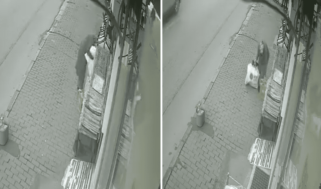 İzmir’in Karabağlar ilçesinde, bir perde mağazasının önünde hırsızlık anı yaşandı.