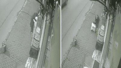 İzmir’in Karabağlar ilçesinde, bir perde mağazasının önünde hırsızlık anı yaşandı.