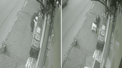 İzmir’in Karabağlar ilçesinde, bir perde mağazasının önünde hırsızlık anı yaşandı.