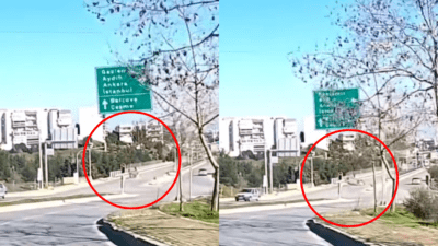 İzmir’in Karabağlar ilçesinde Limontepe Kavşağı’nda bir araç kontrolden çıkarak ters