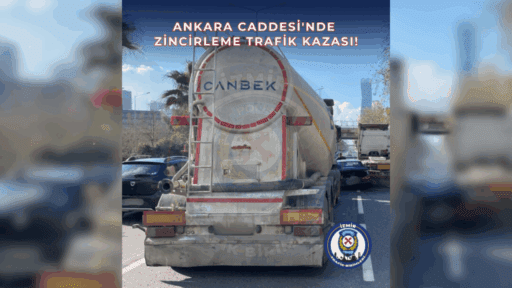 İzmir'in Bornova ilçesi Ankara Caddesi üzerinde zincirleme trafik kazası meydana