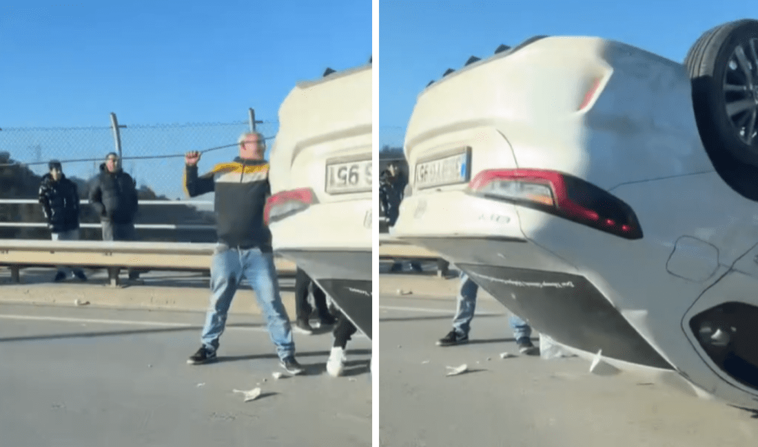 Sürücüsünün direksiyon hakimiyetini kaybetmesi sonucu otomobil takla attı.