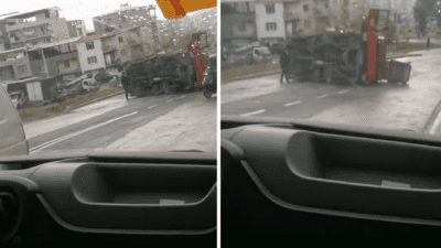 İzmir’in Bayraklı ilçesinde otobandan Postacılar Mahallesi’ne inen yolda, zeminin kaygan