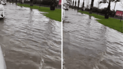 İzmir’in Narlıdere ilçesinde, yağmur sonrası yaşanan altyapı sorunları vatandaşları zor