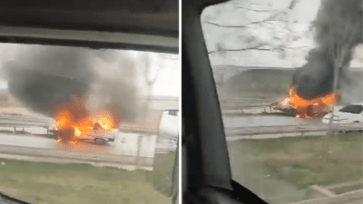 İzmir-Bursa otobanında, Canbolu Köprüsü üzerinde bariyere çarpan bir aracın, kazanın