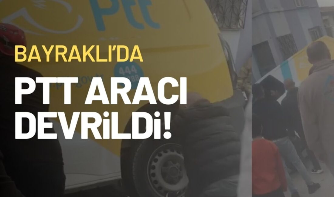 İzmir Bayraklı Onur Mahallesi'nde meydana gelen kazada, PTT'ye ait bir
