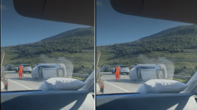 Sürücüsünün direksiyon hakimiyetini kaybetmesi sonucu kontrolden çıkarak kaza sonucu ters