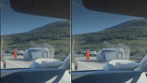 Sürücüsünün direksiyon hakimiyetini kaybetmesi sonucu kontrolden çıkarak kaza sonucu ters