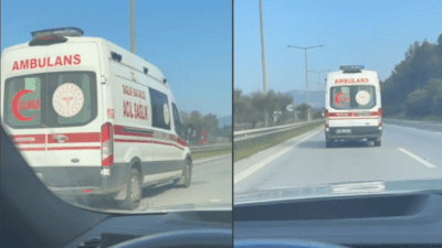 İzmir-Aydın Otobanı’nda bir ambulansın, hasta taşımadığı halde sol şeridi işgal