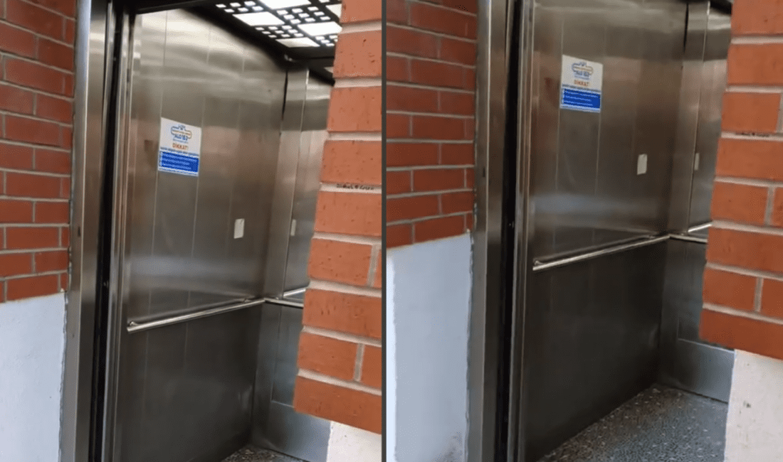 İzmir’in Bornova ilçesinde, Bölge Metro istasyonunda bulunan üst geçitteki bozuk