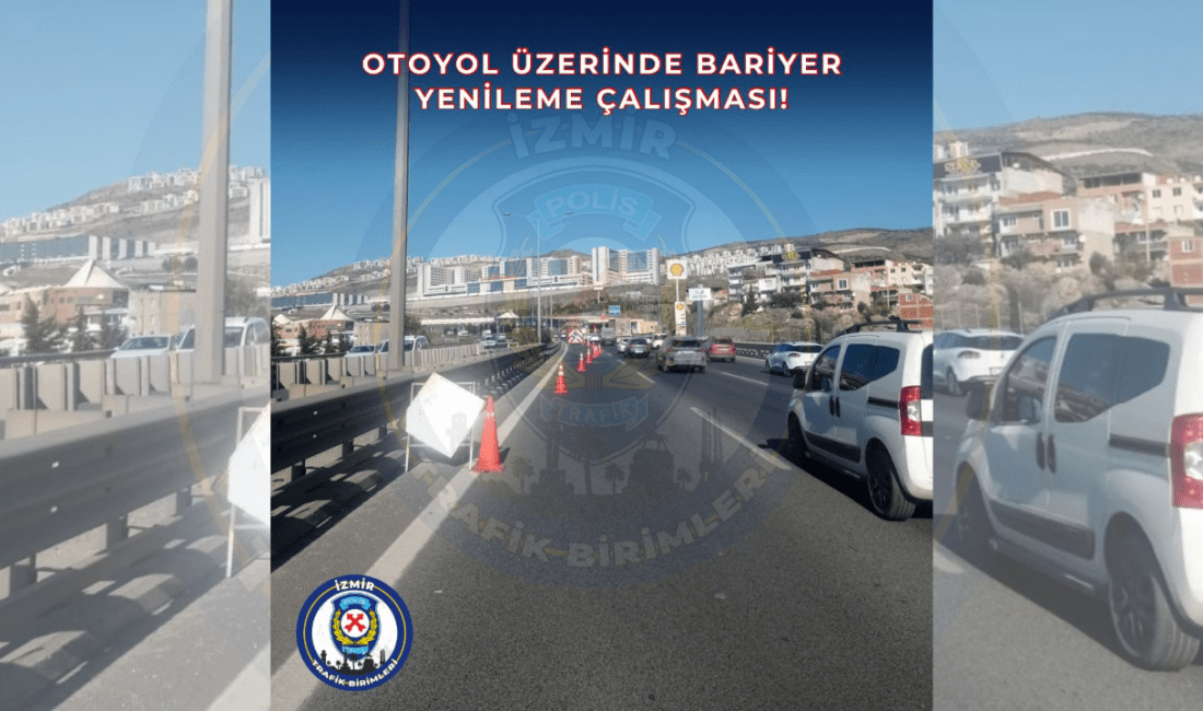 Bayraklı-Bornova yol ayrımı mevkiinde bulunan otoyol üzerinde Karayolları Genel Müdürlüğü