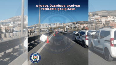 Bayraklı-Bornova yol ayrımı mevkiinde bulunan otoyol üzerinde Karayolları Genel Müdürlüğü