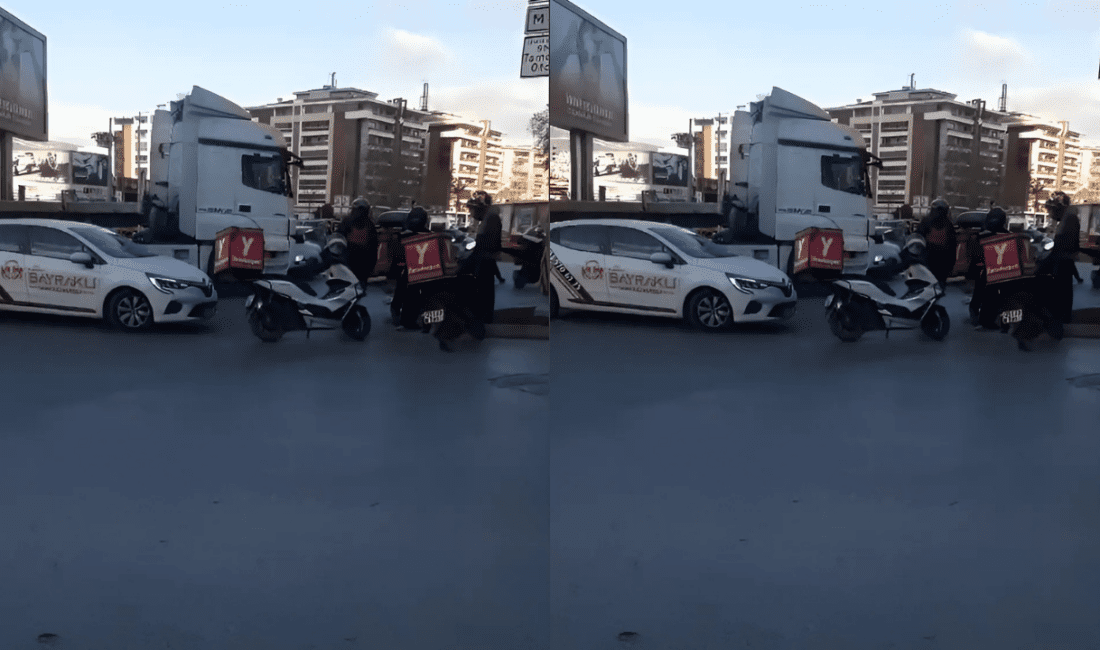 İzmir’in Bayraklı ilçesinde, Folkart Towers önünde otomobil ile motosikletin karıştığı