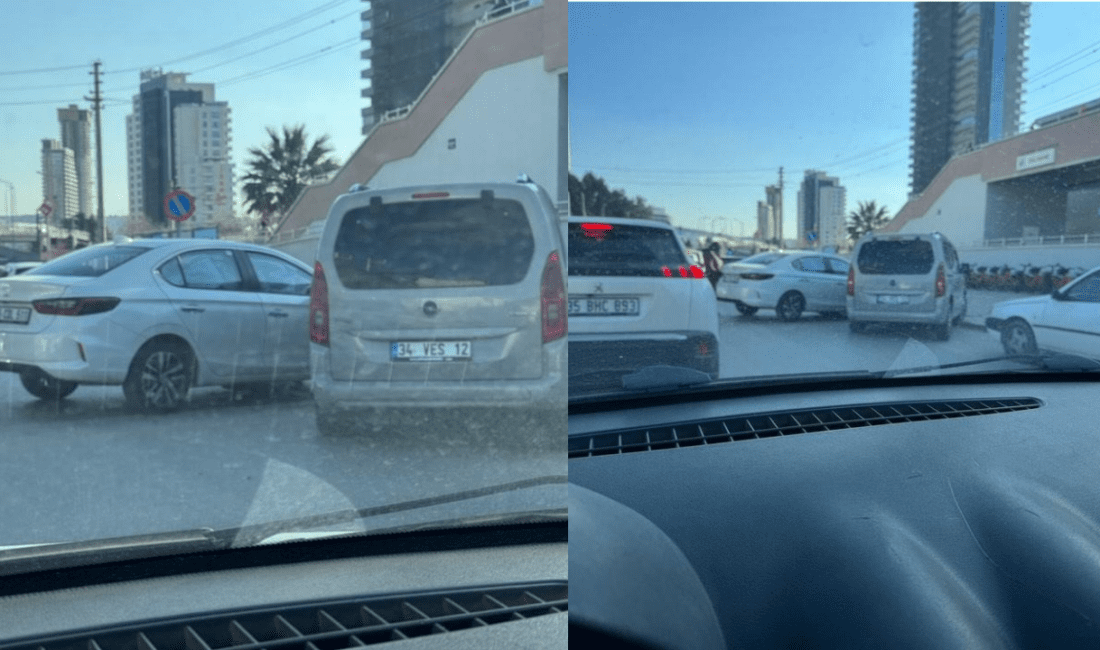 Bayraklı’da kaza: Trafik yoğunluğu artıyor! İzmir’in Bayraklı ilçesi Salhane İZBAN durağının önünde 2 aracın çarpıştığı