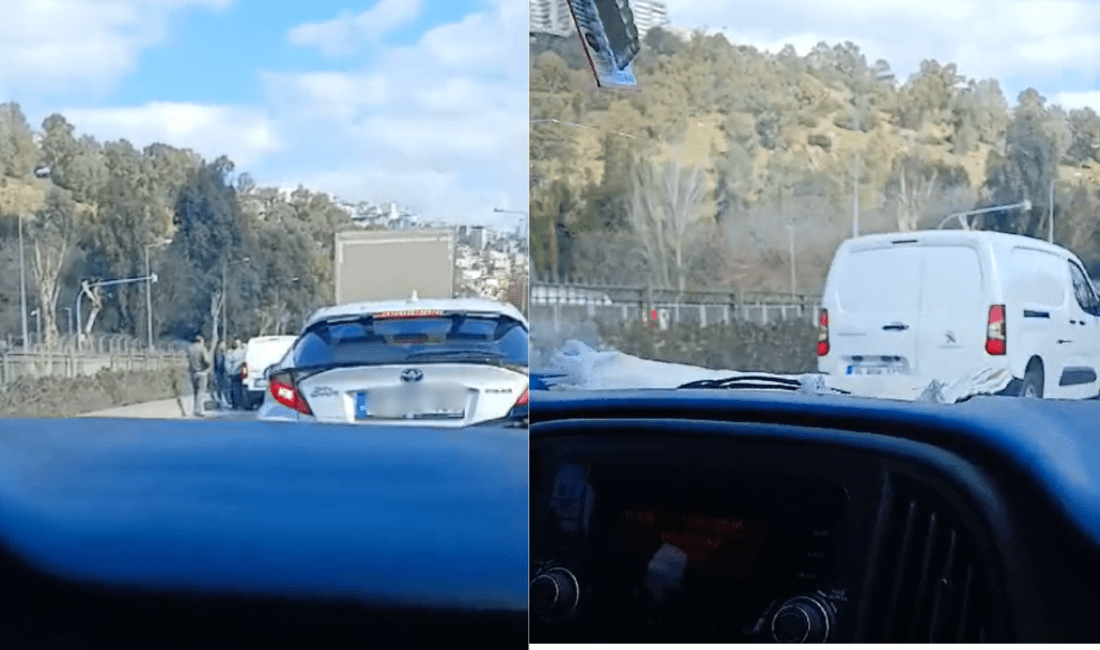 İzmir’in Bayraklı ilçesi otoyol üzerinde iki aracın karıştığı trafik kazası