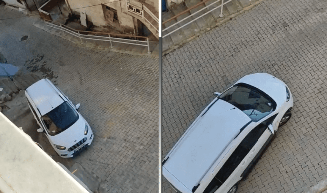 Yokuş taşlarının kaygan olması nedeniyle manevra yapmakta zorlanan sürücü, geri