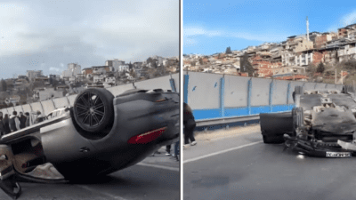 İzmir’in Bayraklı ilçesinde, otobanda meydana gelen trafik kazasında bir araç