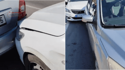 İzmir’in Buca ilçesi Yeşildere Su Kemerleri mevkiinde zincirleme trafik kazası