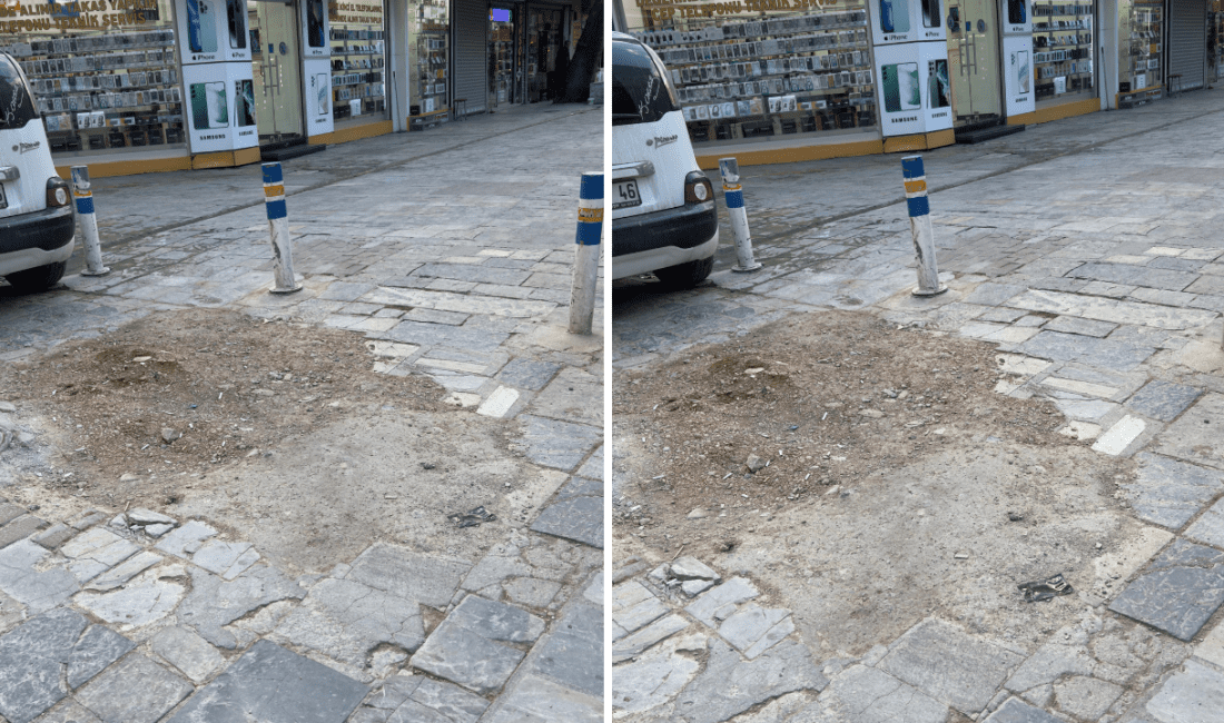 İzmir’in Konak ilçesi Çankaya telefoncular çarşısında yapılan kazı çalışmalarının tamamlanmaması