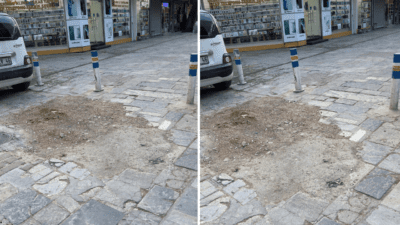 İzmir’in Konak ilçesi Çankaya telefoncular çarşısında yapılan kazı çalışmalarının tamamlanmaması