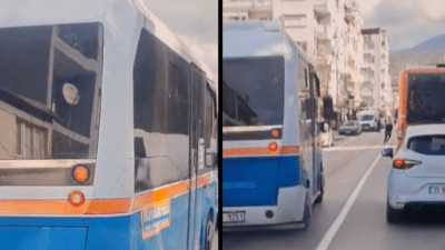 Başkentte, Altındağ Mezarlık önünde seyir halindeki bir dolmuşun karşı şeride