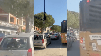 İzmir’in Buca ilçesinde, Milli Savunma Üniversitesi (MSÜ) sınavı nedeniyle trafik