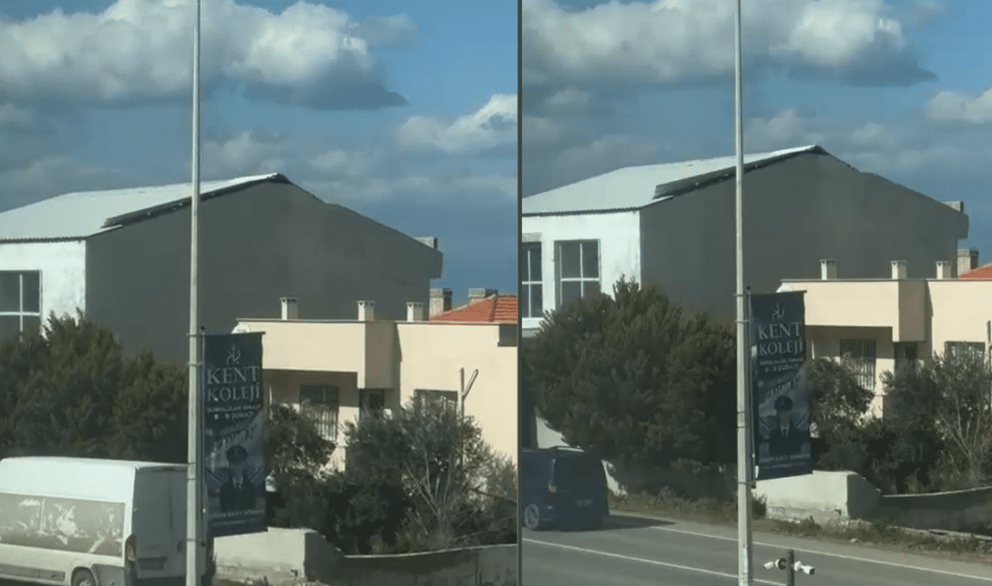 İzmir’in Güzelbahçe ilçesi Siteler Mahallesi’nde yeni bir yapının çatısının bir